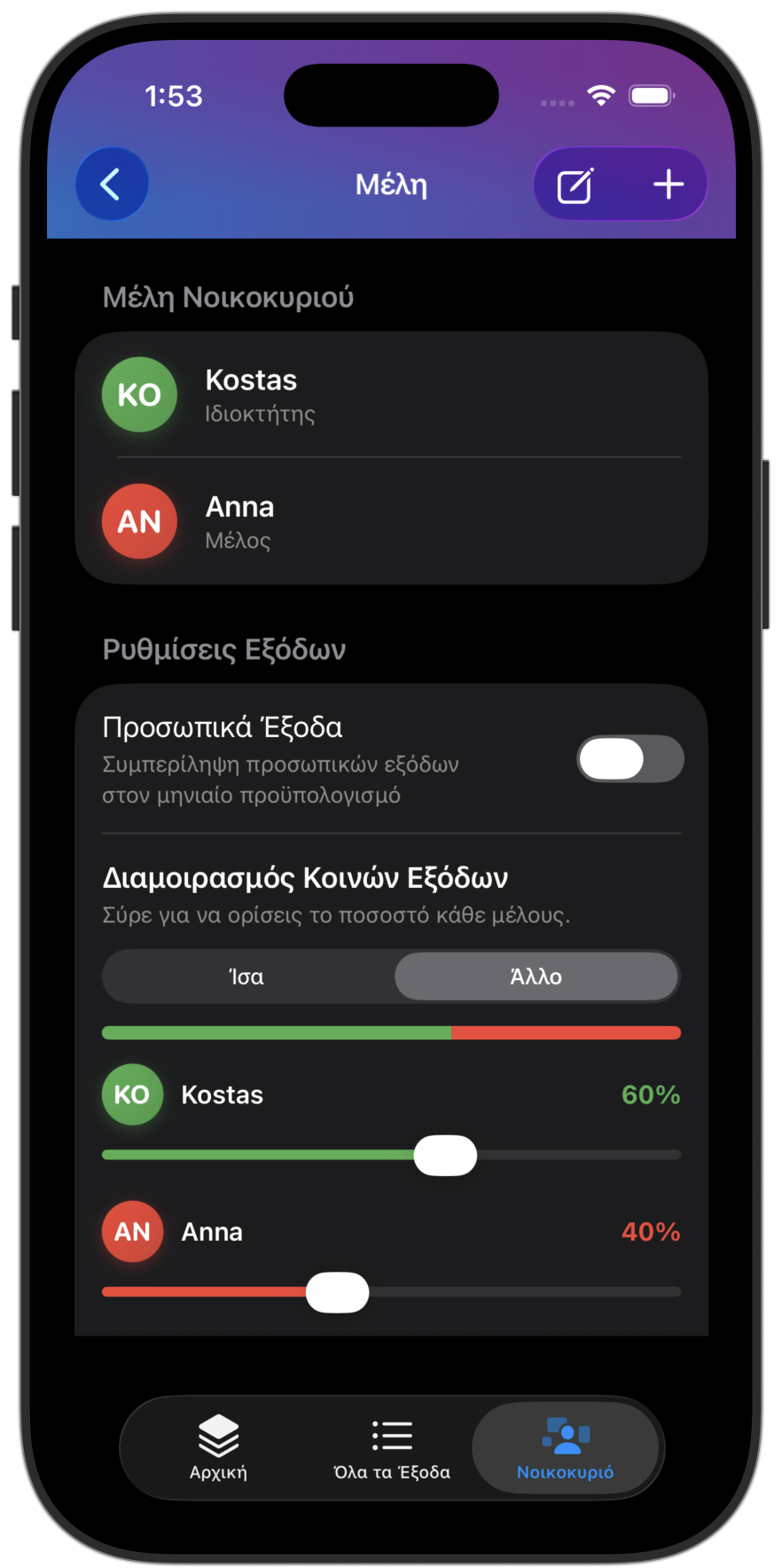 Μοίρασε τα κοινά έξοδα όπως πραγματικά ζείτε.